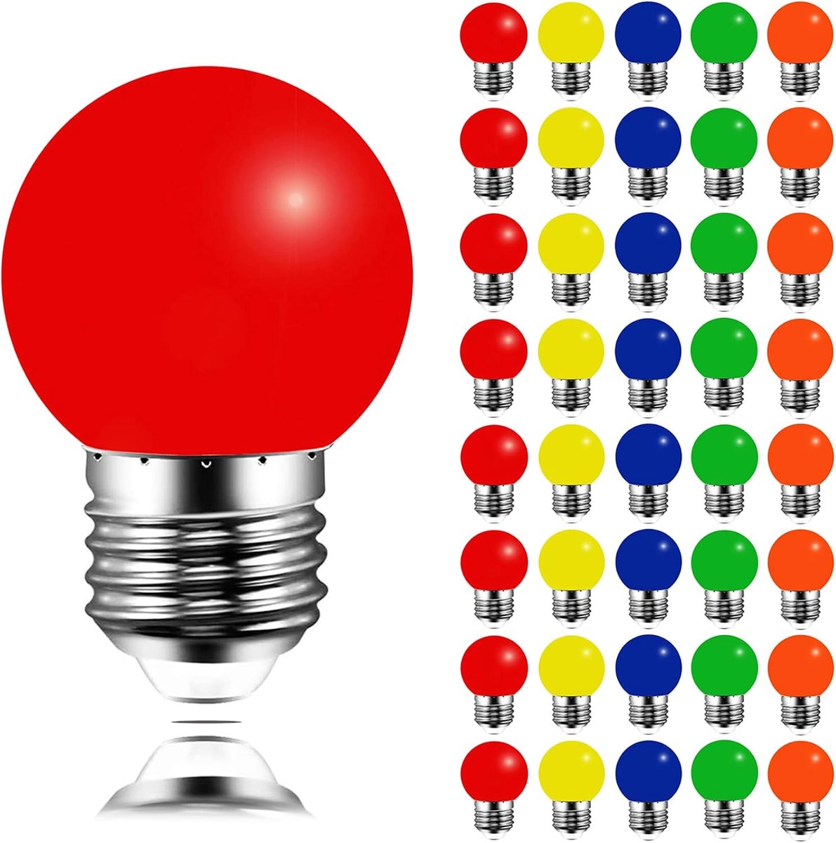 LED-lampen E27 3W vervangt 30W, 240 lumen, AC 220-240V, kleurrijke gloeilampen E27 ideaal voor bruiloft, tuin, feest, bar, wooncultuur, niet dimbaar, verpakking van 40 stuks - Maycolor