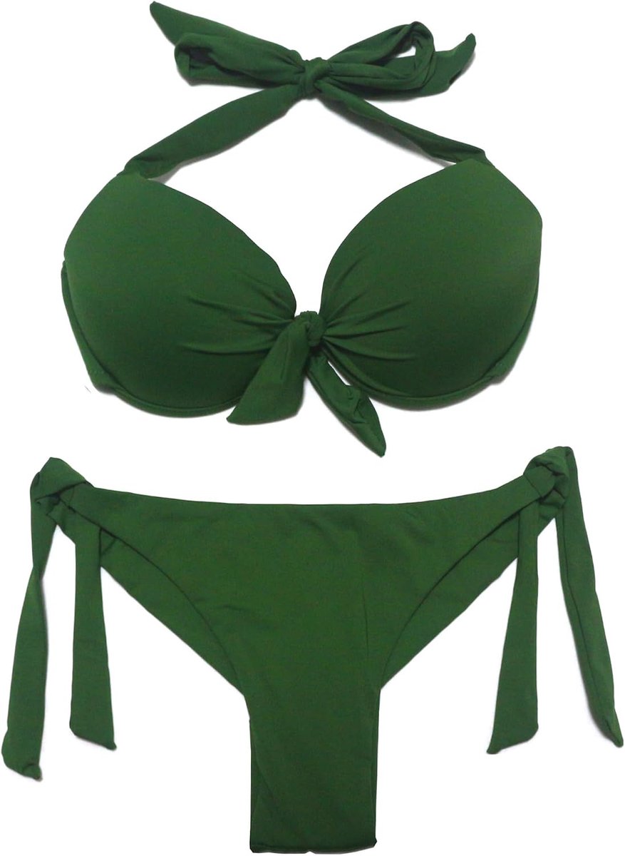 Badmode Push Up Bikini Top met Onderdraad Side Ties Braziliaanse Bikini Bottom