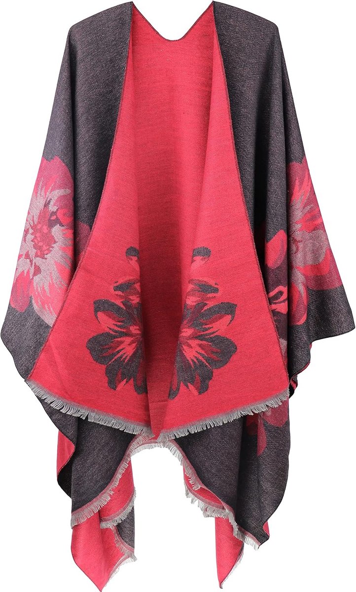 Girl Poncho, dames, gebreid, oversized, cape/sjaal