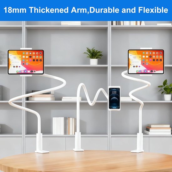 Verstelbare en Flexibele Stand voor Telefoon en Tablet van 75 cm - Ideaal voor Thuis en Kantoor Gebruik — afbeelding 3