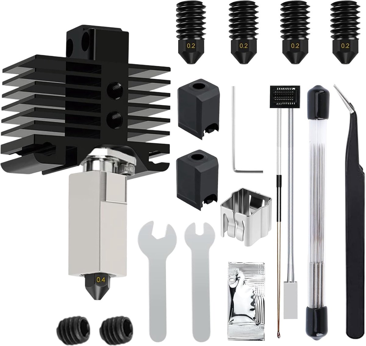 YOTINO 36pcs P1P P1S Hotend Complete Set for 3D Printers P1 Series, P1S Hotend Kit with 4 0.2 mm Hardened Steel - ShopVlot