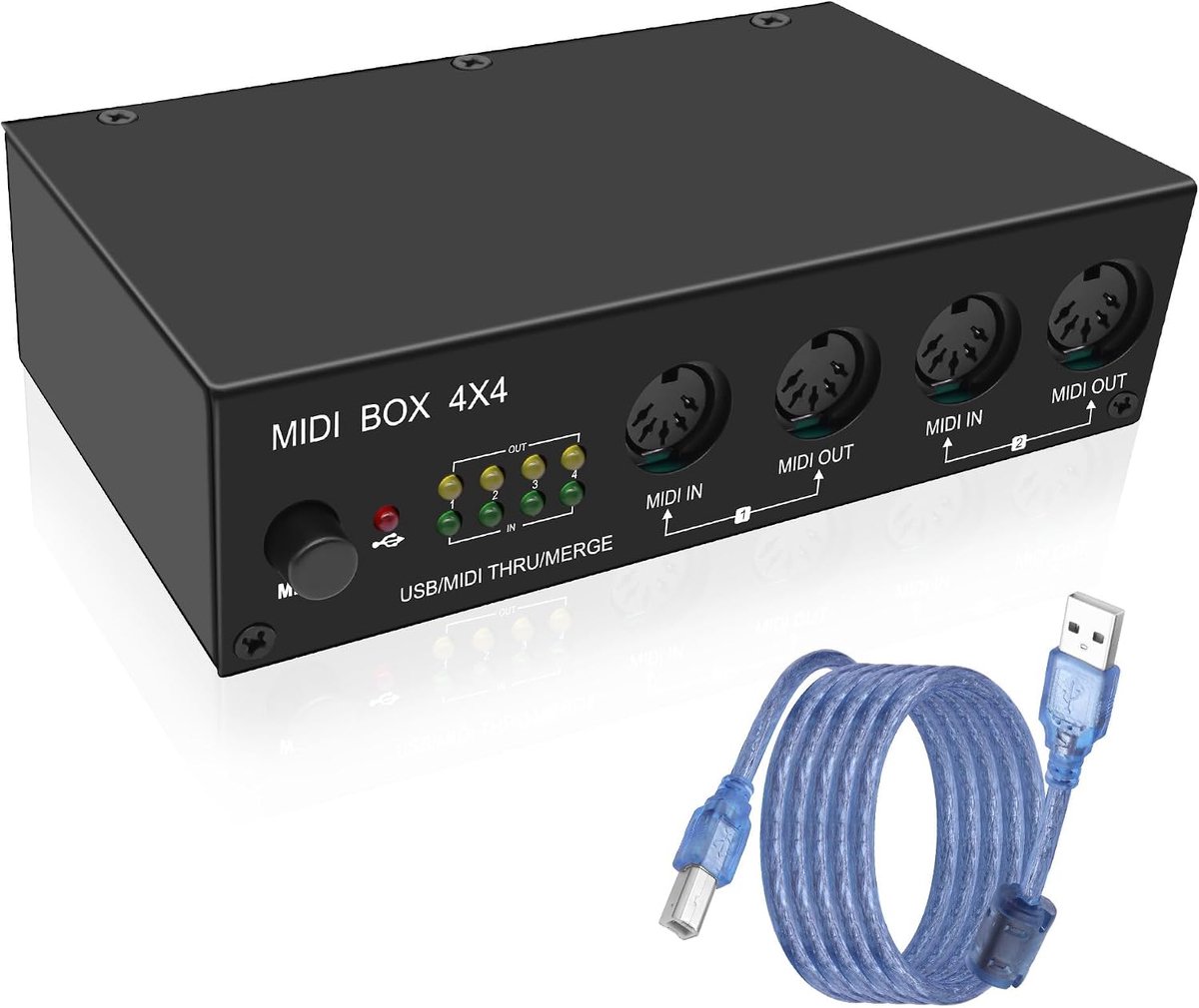 XMSJSIY USB MIDI Interface Box 4 In 4 Out 64 Channel MIDI Thru Box 4 * 4 Converter with Router Merge Splitter Thru Hub - ShopVlot