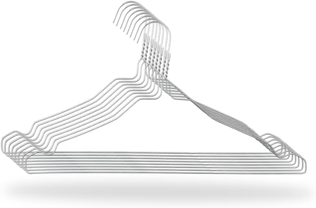 Set van 50 kleerhangers van roestvrij staal, antislip en robuust, met dubbel design, ideaal voor het ophangen en organiseren van je kleding en accessoires, 41 cm ROTHAR O