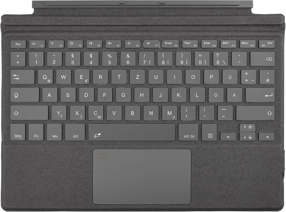 Surface Toetsenbord voor Microsoft Surface Pro 7 Plus/7 / 6 / 5 / 4 / 3, Bluetooth 5.2 Toetsenbord met touchpad en 7-kleurige achtergrondverlichting - Grijs (QWERTZ, Duitse)