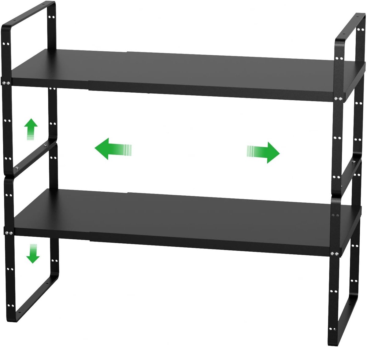 Kast plank organizer opbergrek voor keuken aanrecht, 7,8 inch W, zwart, 2 verpakkingen