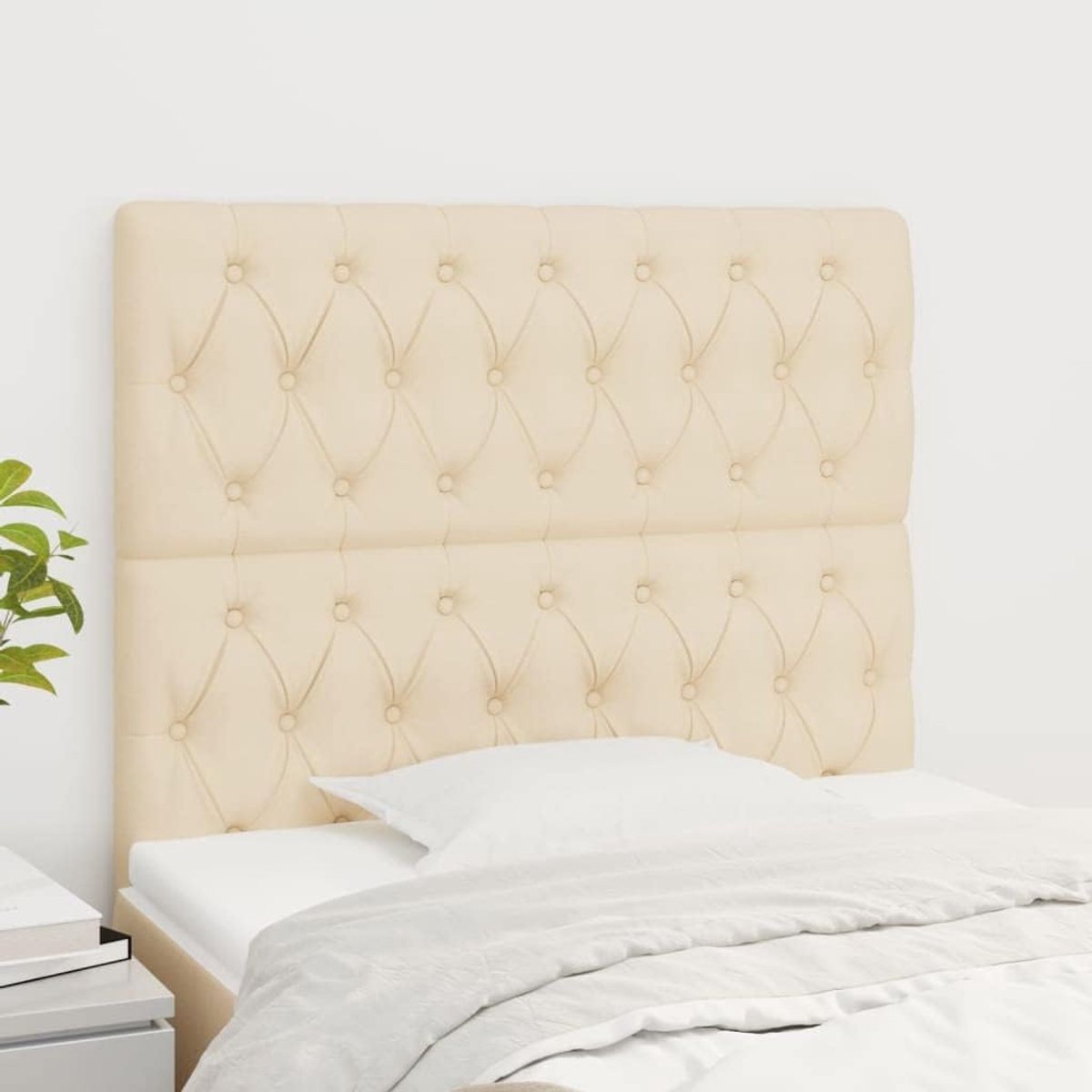Hoofdborden, 2 stuks, crème, 100 x 7 x 78/88 cm, stoffen hoofdeinde voor de slaapkamer, hotel, hoofdeinde, werkkamer, voor slaapkamer, tweede slaapkamer, hotel