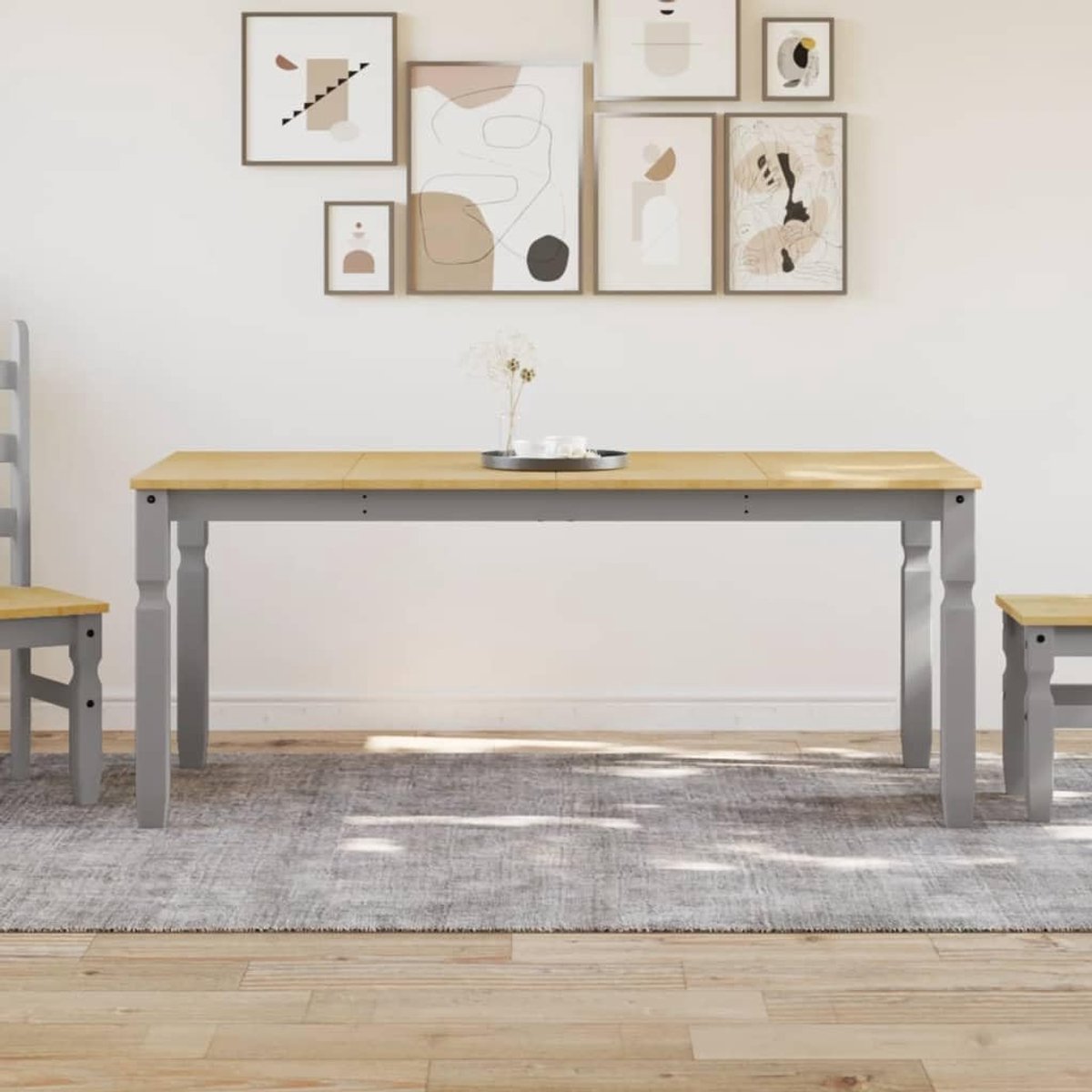 Eettafel, keukentafel, eetkamertafel, eetkamertafel, loungetafel, restauranttafel, geschikt voor restaurant, eetkamer, keuken, clubs, grijs, 180 x 90 x 75 cm, massief grenen