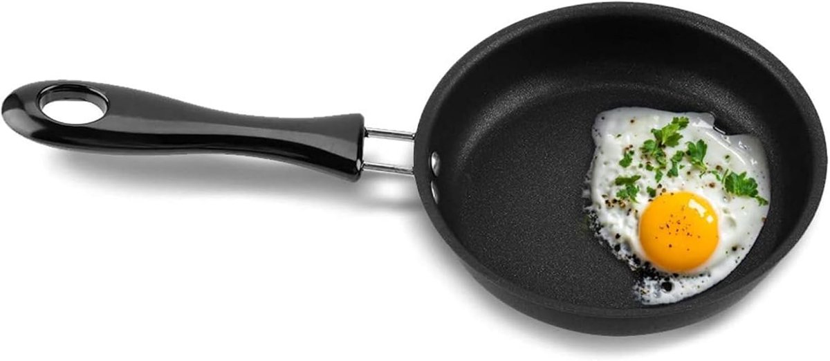 Egg Frying Pan 12CM Mini Frying Pan Iron Poached Egg Pan with Handle for Home Kitchen Camping - ShopVlot