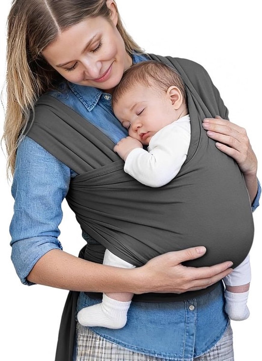 Baby-draagdoek - Draagzak voor baby's - Baby dichtbij dragen - Ergonomisch ontwerp - Tot 16 kg - Donkergrijs
