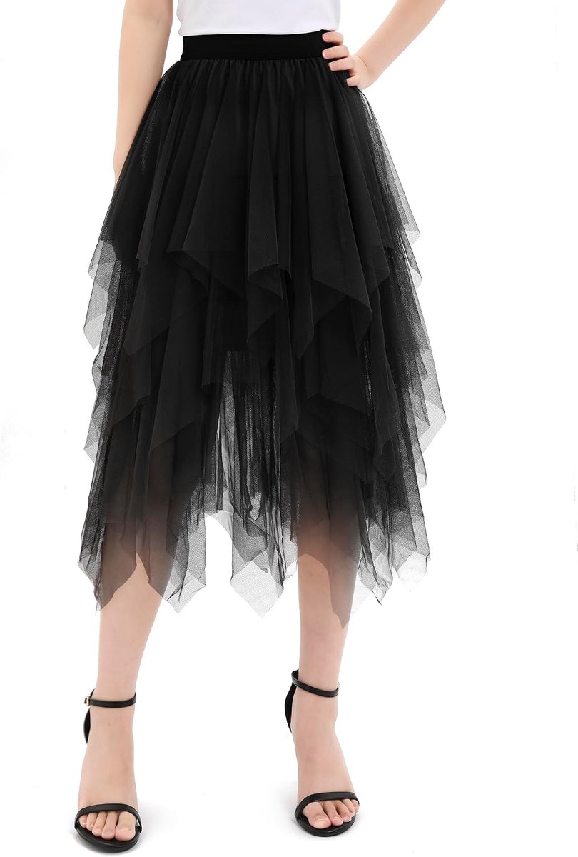 Women's Tulle Skirt Long Tulle Skirt 80 cm Elastic Elegant Casual Irregular Tulle Skirt - ShopVlot
