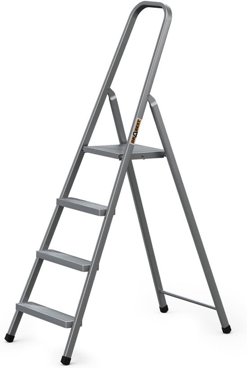 Trapladder - 4 treden - Draagvermogen tot 125 kg - Werkhoogte 2,75 m - Stalen ladder - Voor huishoudelijk gebruik