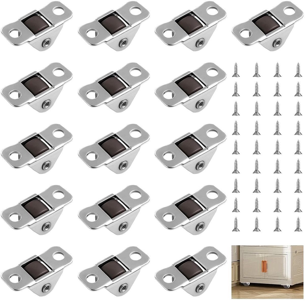 16 stuks meubelwielen, klein, 13 mm, kleine rollen voor meubels, mini-zwenkwielen met stalen bovenplaat, mini-zwenkwielen, voor meubels, kasten, gereedschapskisten, trolleys, doe-het-zelf lichtproject