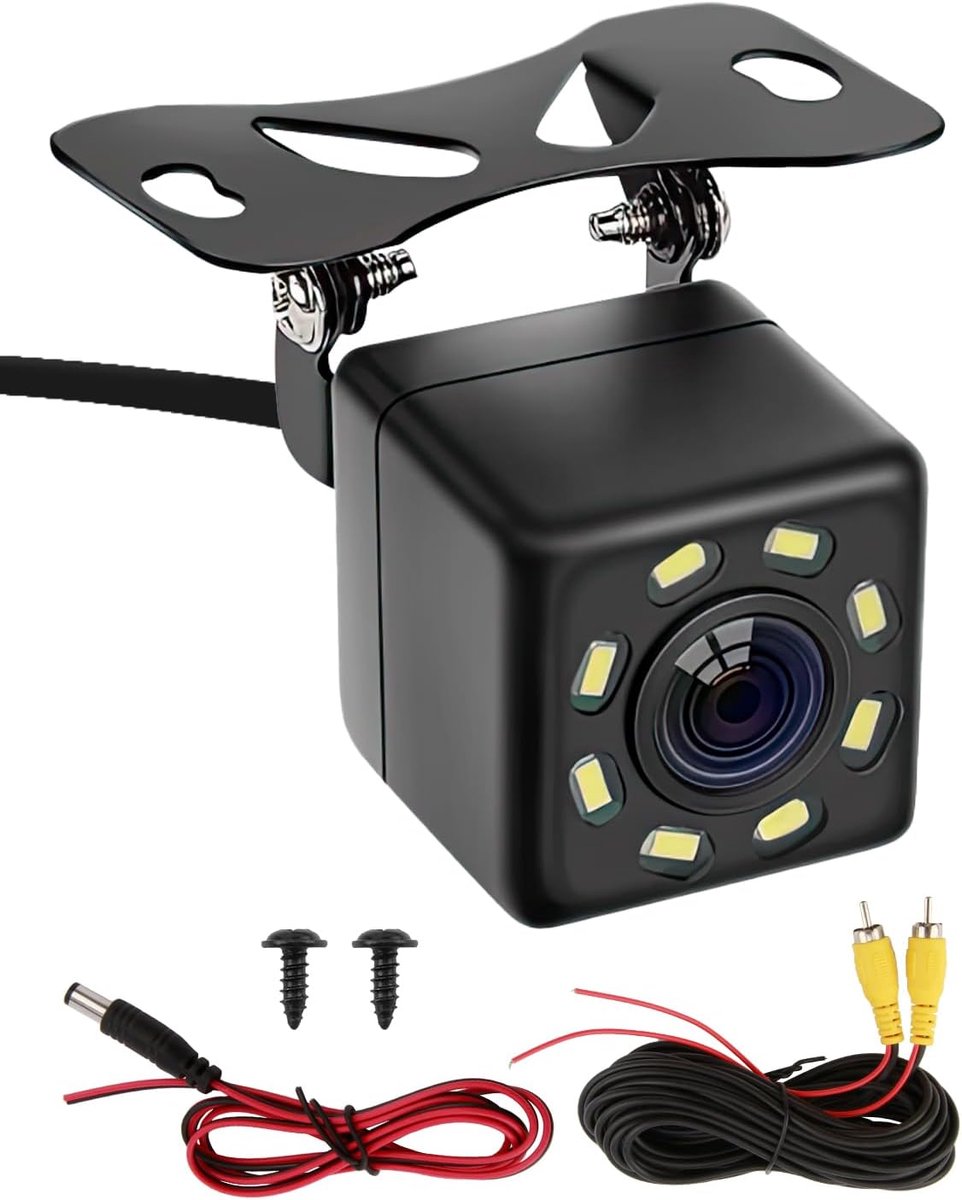 Achteruitrijcamera met nachtzicht, 8 leds, voor auto, 170 graden groothoek, IP68 waterdicht, 12 V, universeel, omgekeerde noodparkeerhulp met kabel voor auto, vrachtwagen, SUV