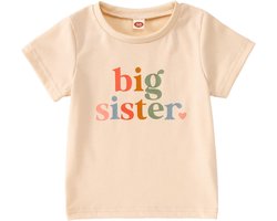 Sister shirt baby aankondiging voor meisjes outfits grote zus T-shirt zomer korte mouwen tops Promoted to Big Sister Tees schattige ronde hals shirts katoenen overhemd