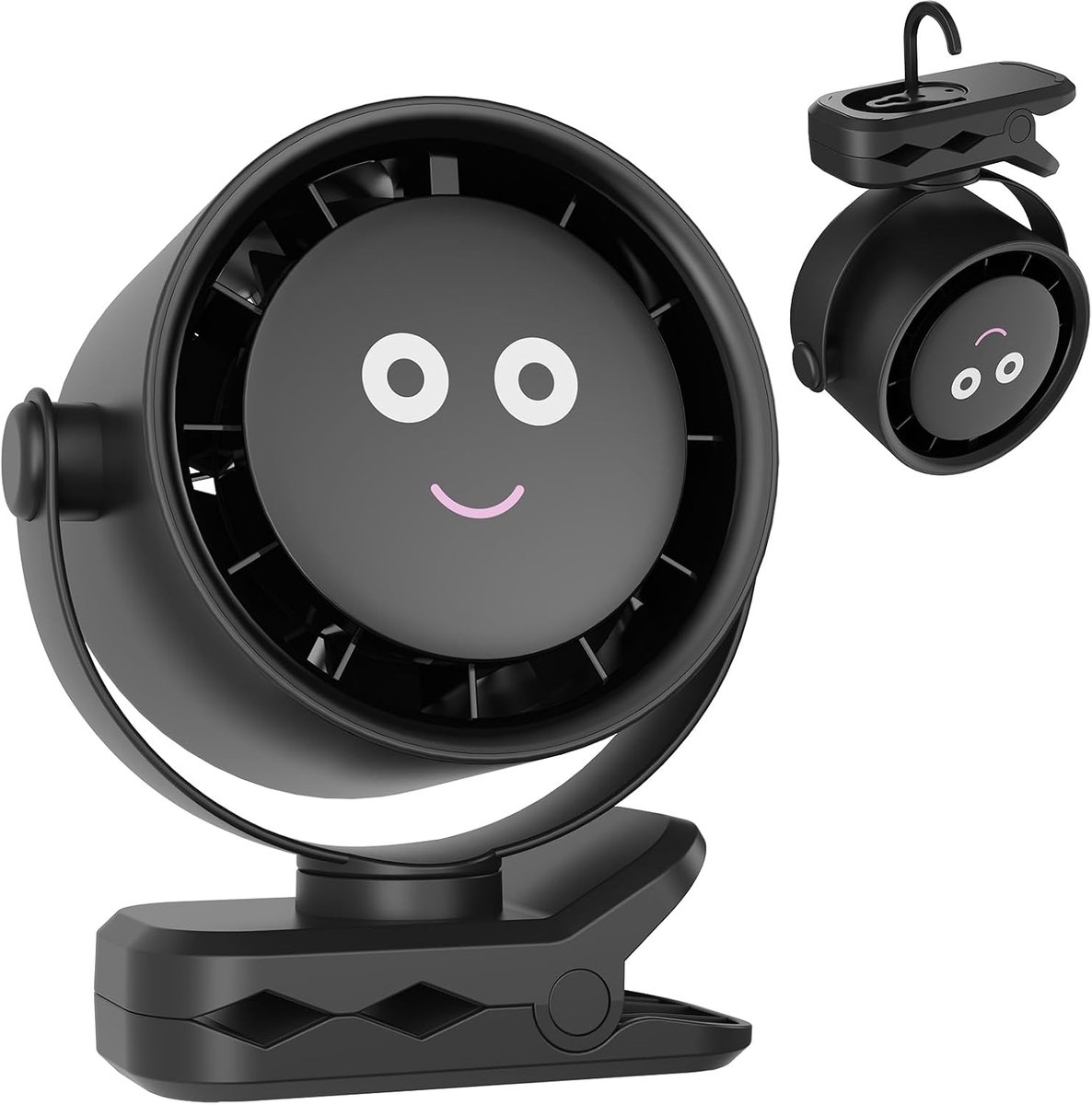 Draagbare Clip Ventilator – Mini USB Bureauventilator met 5 Snelheden, 720° Rotatie, LED Display, Oplaadbare 4000mAh Tafelventilator voor Slaapkamer, Kantoor, Camping, Reizen
