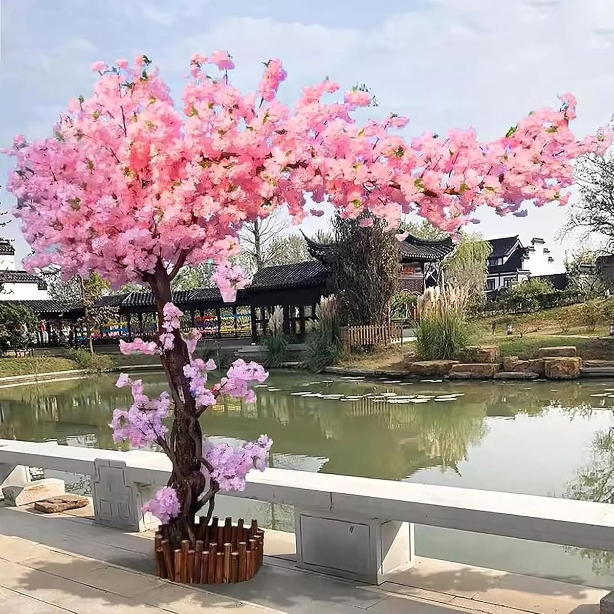 Kunstmatige Kers/Perzik Bloesem Bomen Simulatie Planten Wensboom Handgemaakte Nep Sakura Zijden Bloem voor Bruiloft Evenement Feest Restaurant Mall Decoratie,1.5X1.2M