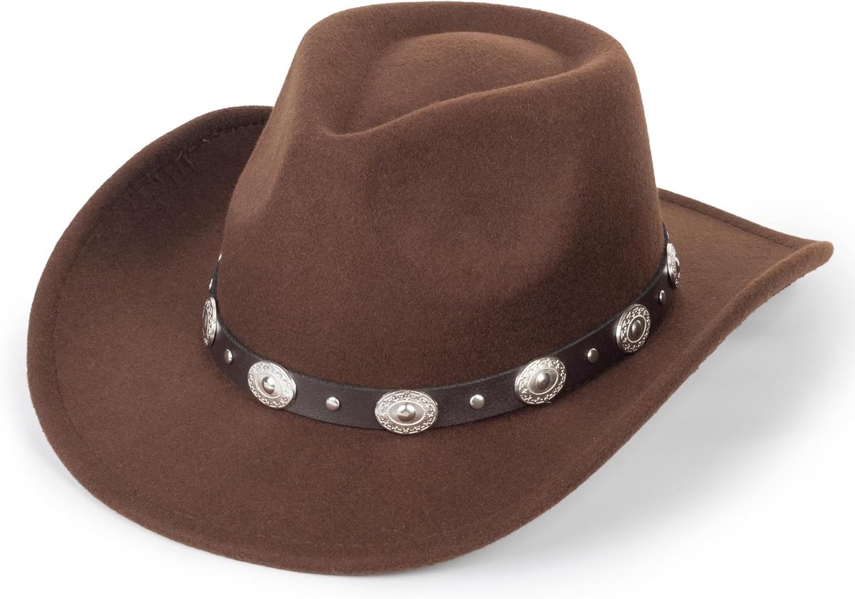 Cowboy Cowgirl Hoed voor Vrouwen Mannen Westerse Stijl Brede Rand Vilt Fedora Panama Hoed met Afneembare Riem Gesp