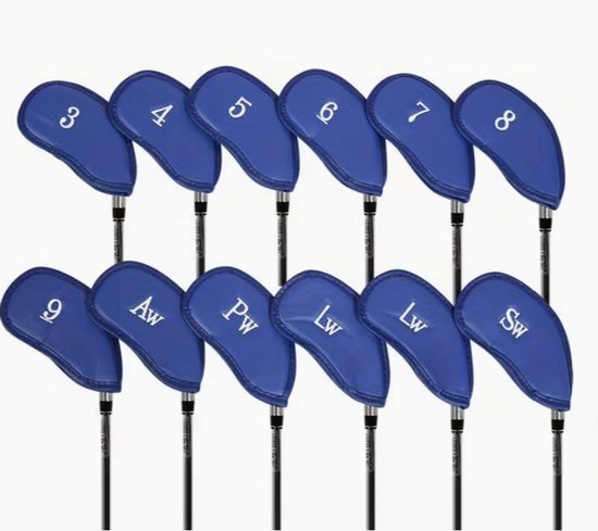 Golf Club Covers IJzers - Golfclub Covers - 12 stuks - Blauw - Leer - Golf Accessoires - Golf Headcovers - Golf Spullen — afbeelding 4