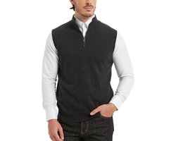 Heren Katoen Quarter Zip Sweater Vest Mouwloos Mock Neck Gebreide Jumper Smart Casual Trui Knitwear
