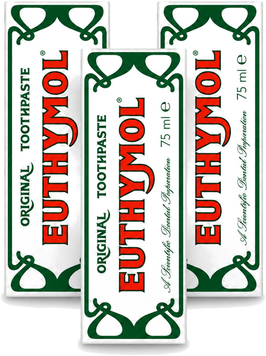 3 x Euthymol – Tandpasta – Original Dentifrice – 75 ml - Voordeelverpakking - 3 stuks