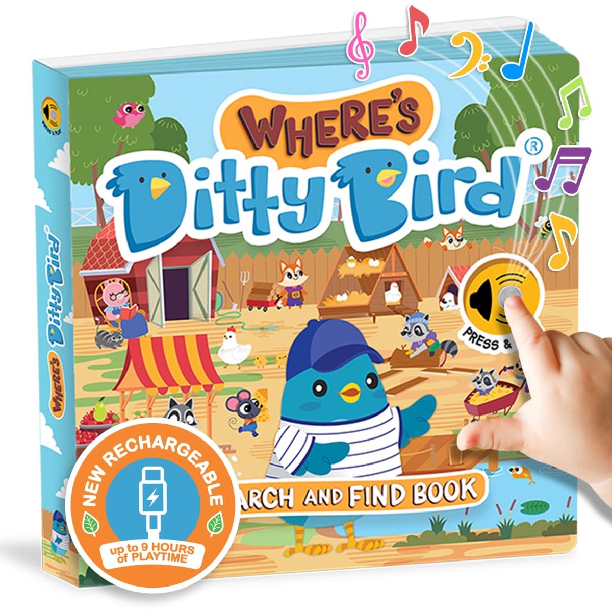 Ditty Bird - Where's Ditty? - Look and Find book with sounds - Activity Sound Book for toddlers 1- 3 - ShopVlot