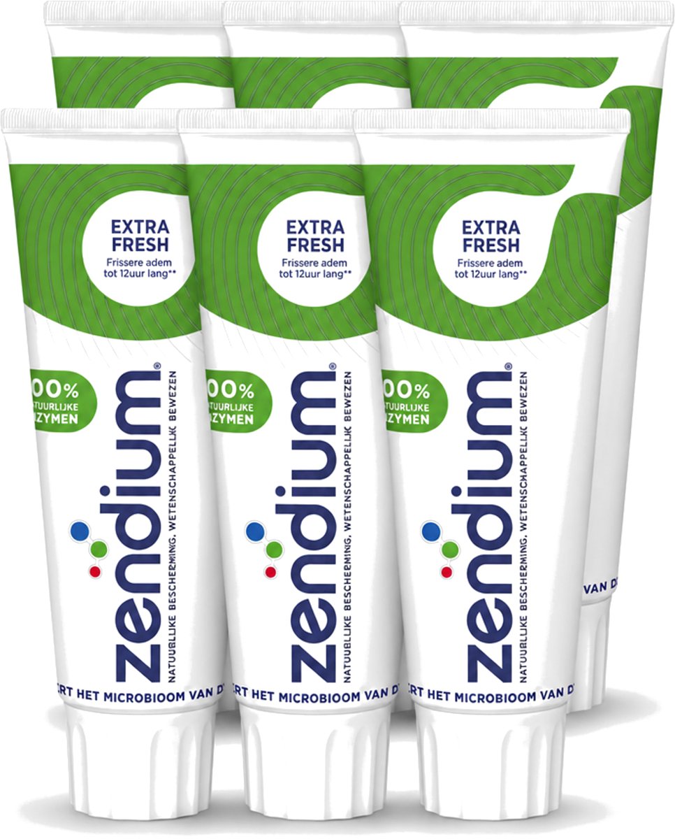 6 x Zendium - Extra Fresh - Tandpasta - Natuurlijke Enzymen - 75 ml - Voordeelverpakking - 6 stuks