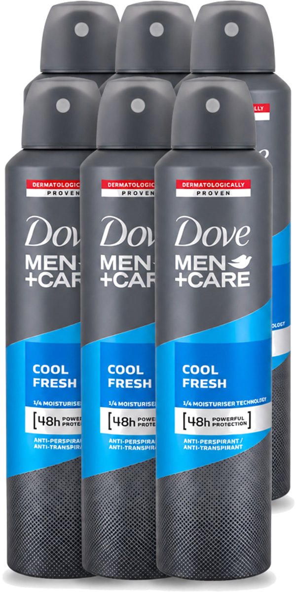 6 x Dove - Deodorant - Spray Men+Care Cool Fresh - Verfrissend en langdurige bescherming - 250 ml - Voordeelverpakking - 6 stuks
