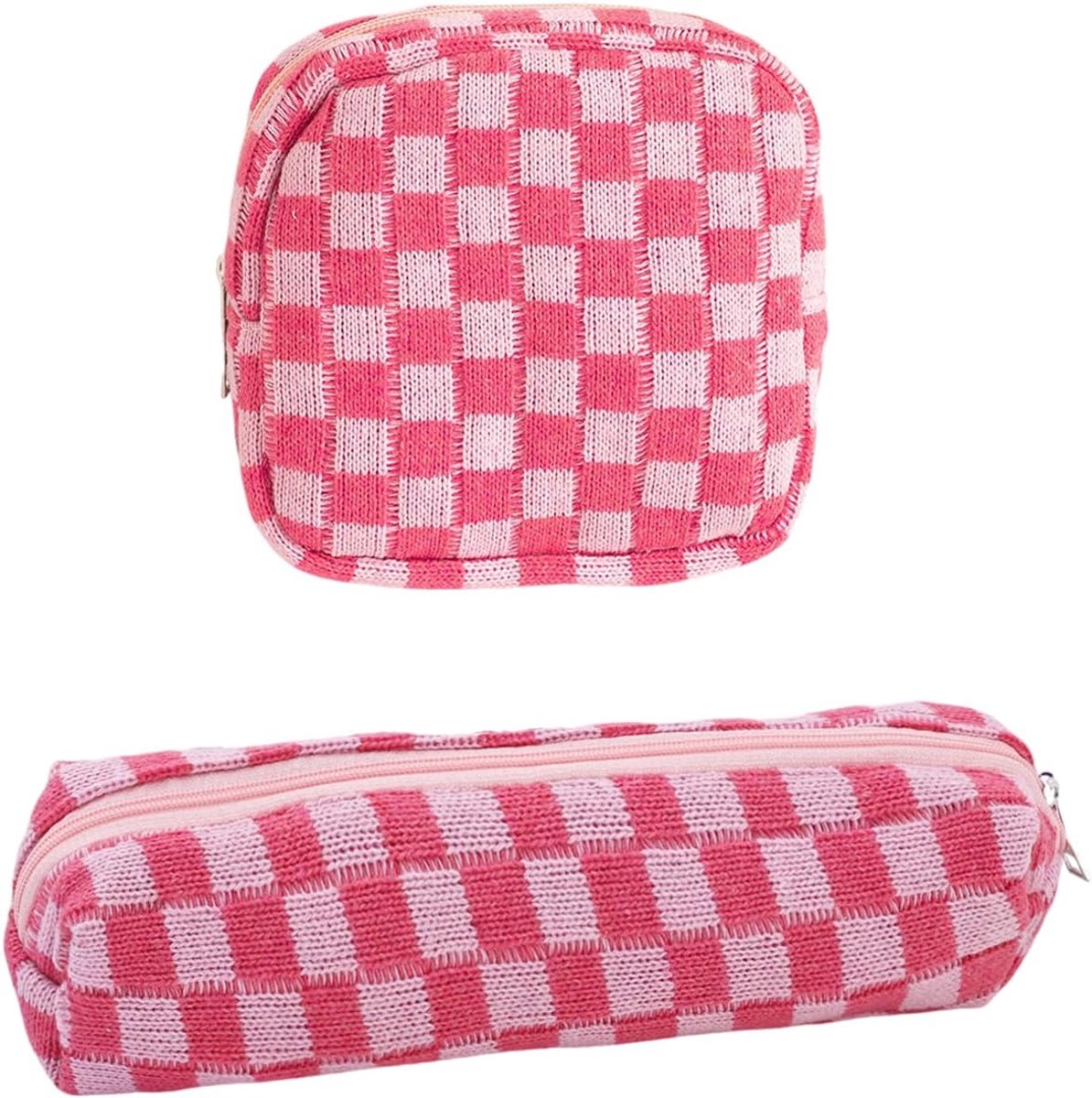 1 Dambord Portemonnee En 1 Etui, Kleine En Draagbare Portemonnee, Sleutelkaart Opbergtas, Studie Briefpapier Opbergtas. - ShopVlot