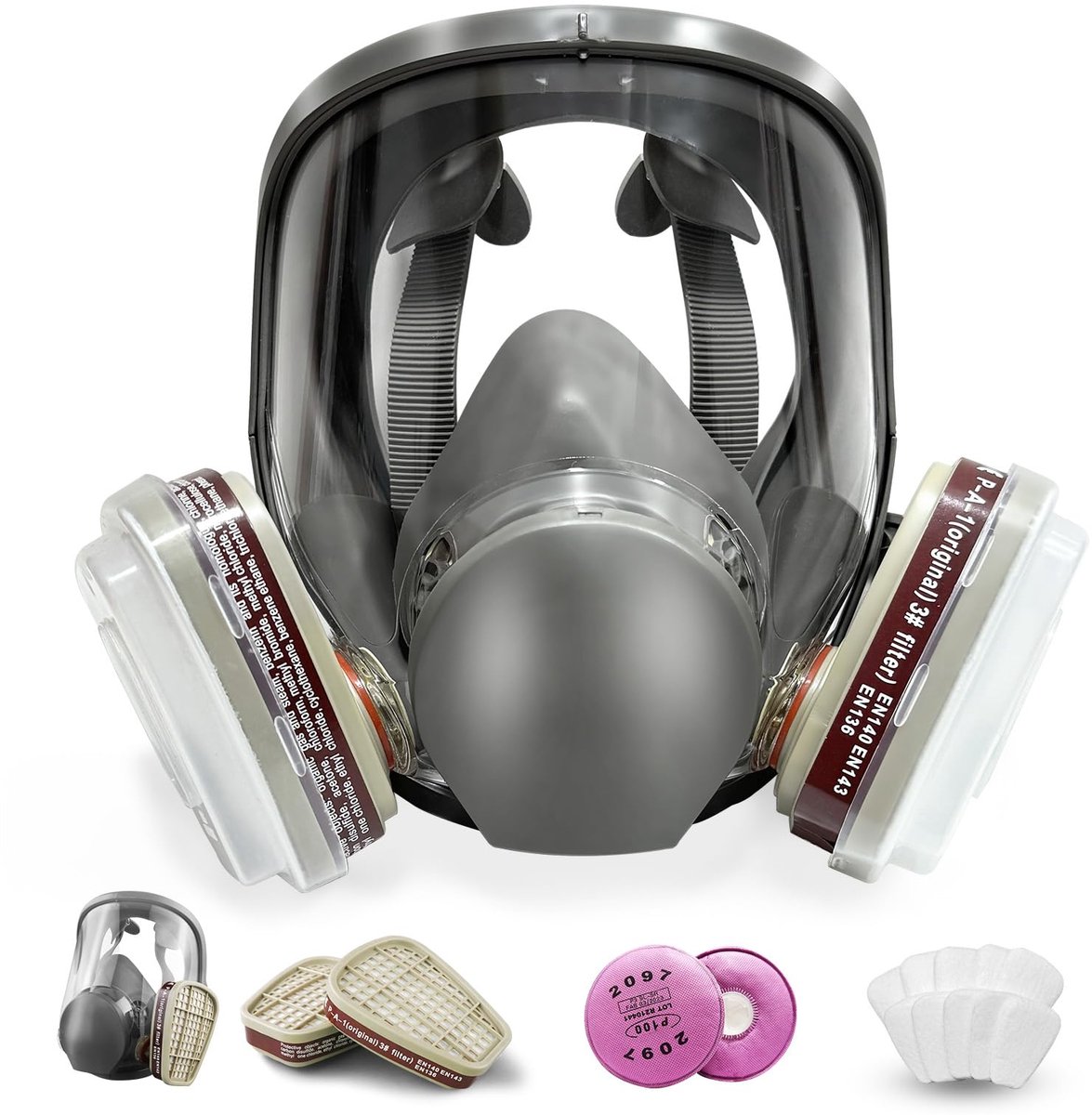 SnelShoppen - Volle Gezichtsbeschermingsmasker 6800 - Herbruikbaar Ademhalingsmasker met Filters - Stofmasker Anti-Mist tegen Organische Dampen en Gas