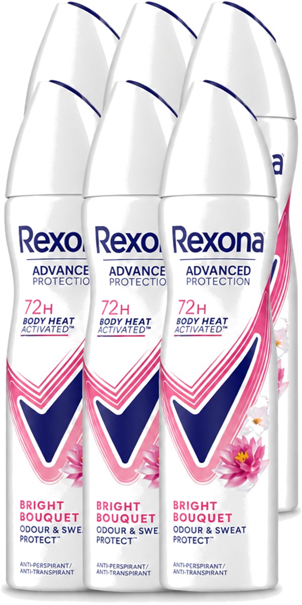 6 x Rexona – Deodorant Spray – Advanced Protection Bright Bouquet – 150 ml - Voordeelverpakking - 6 stuks