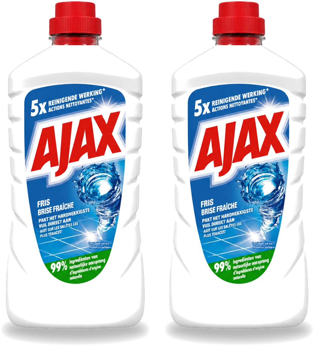 2 x Ajax – Allesreiniger – Fris – 1000 ml - Voordeelverpakking - 2 stuks