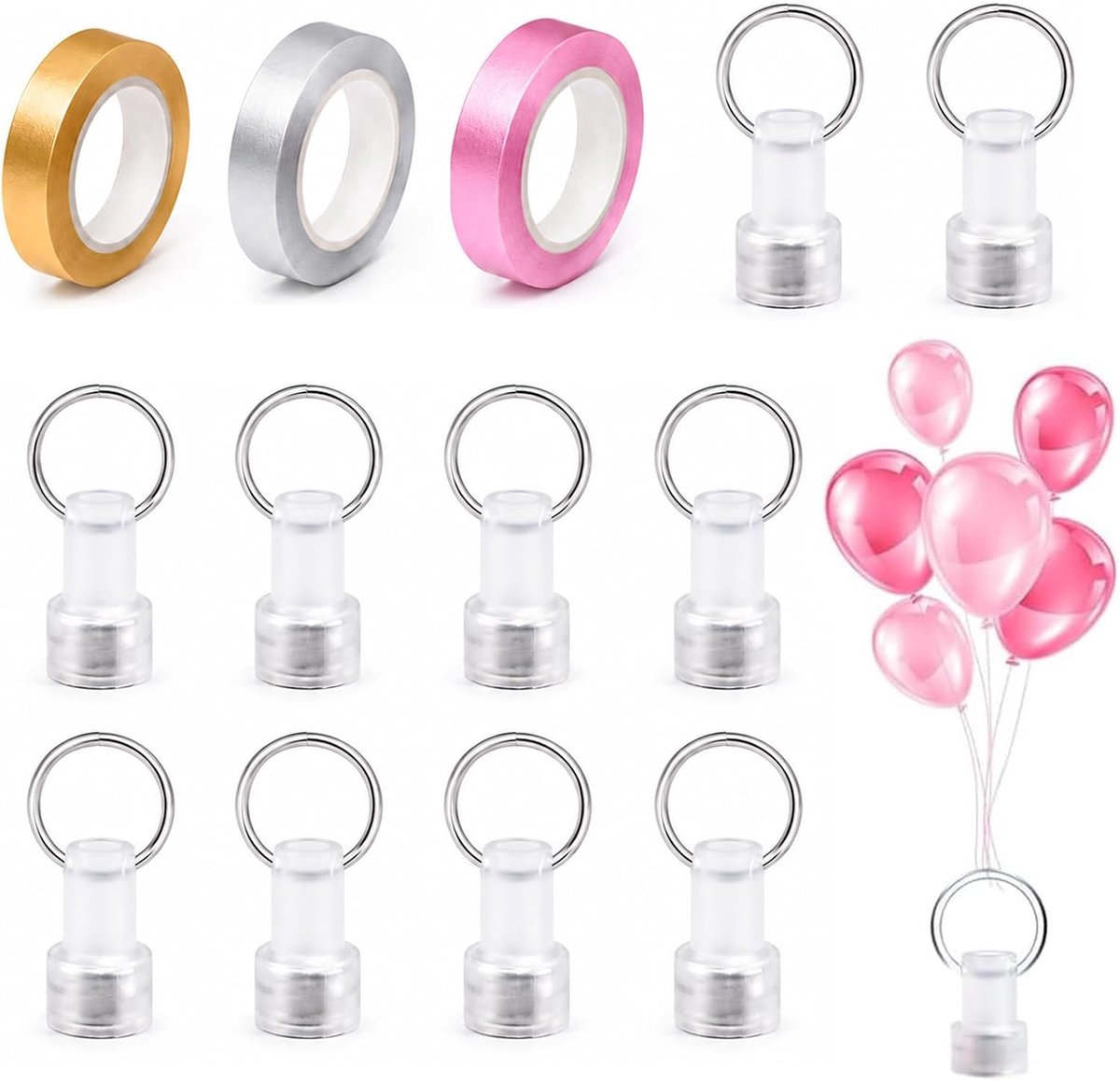 10 stuks ballongewichten met 3 rollen banden à 10 m - ShopVlot