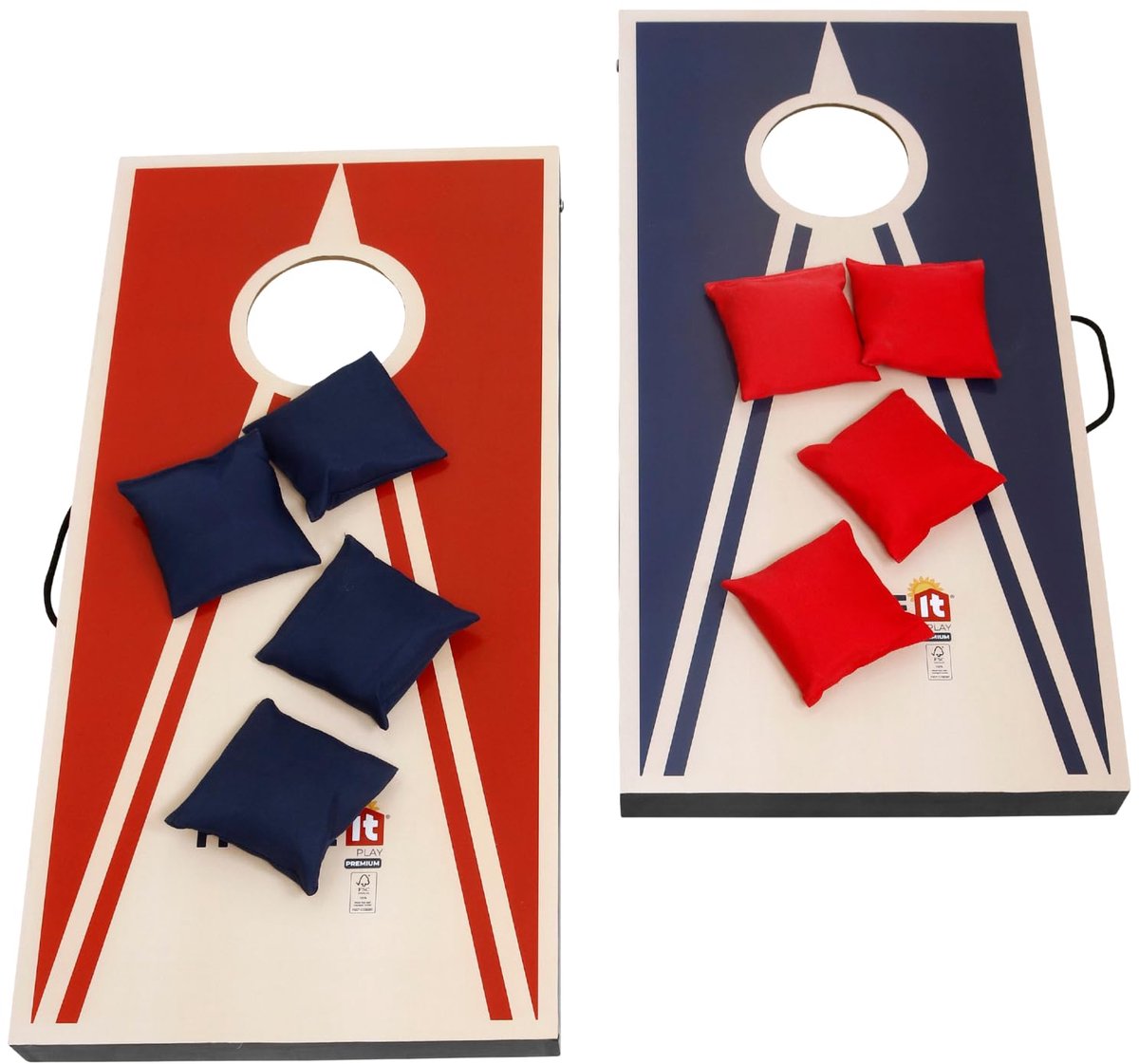 HOME It Play Cornhole spel met werpzakken, 2 planken + 8 zakken, compact outdoorspel met handgrepen, ideaal voor tuin - ShopVlot