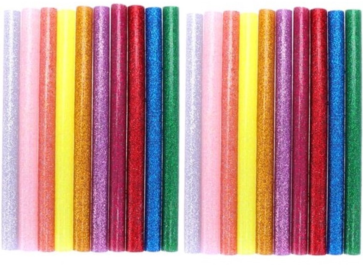 Set lijmsticks - Hitte-lijmstrips - Voor knutselen en hobby - Glittereffect - 100 stuks - Multicolor