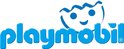 Playmobil logo met blauwe letters en een lachend gezichtje.