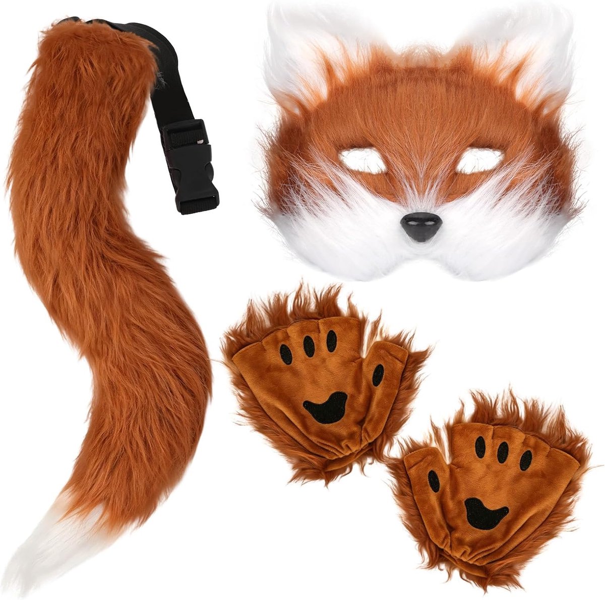 Cosplay set Furry Fox Wolf - met masker, staart en poothandschoenen - voor Halloween en carnaval - ShopVlot