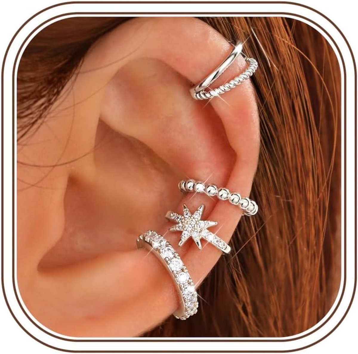 ADRAMATA 4 Paar Ear Cuff Zonder Gaatjes voor Dames - ShopVlot