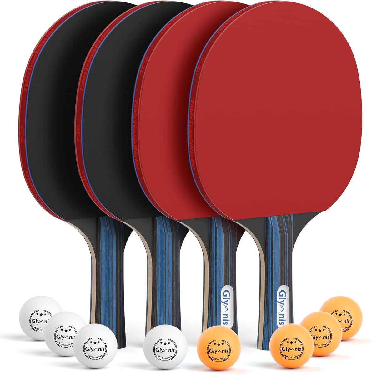 Tafeltennis set - 4 bats en 8 ballen - nylon tassen - perfect voor thuis entertainment - ShopVlot