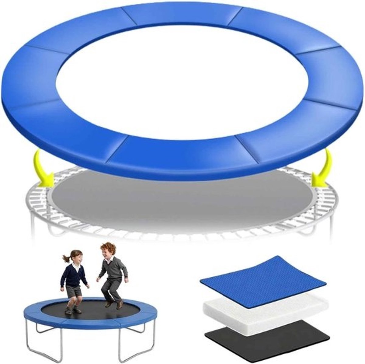 Beschermhoes voor trampoline - Randkussen voor trampoline - Veilig spelen - Waterdicht materiaal van PVC - 183-488 cm - Blauw