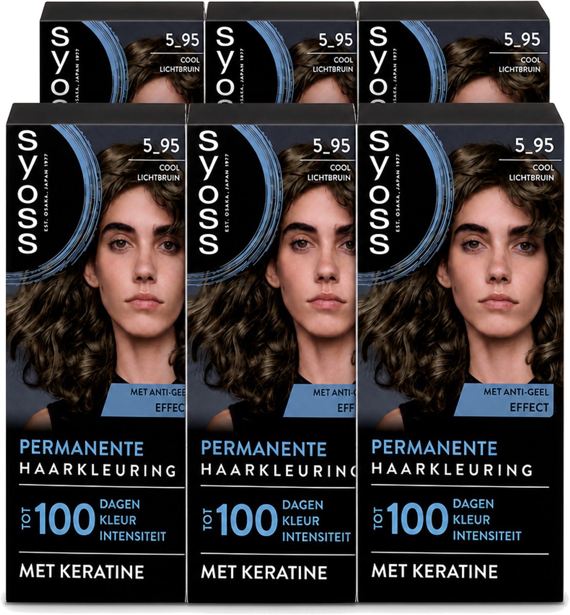 6 x SYOSS - Permanent Coloration 5-95 - Haarverf - Permanente Haarkleuring - Cool Lichtbruin - Grijsdekking - Vermindert Haarbreuk - Voordeelverpakking - 6 stuks