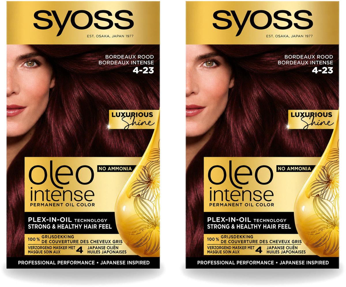 2 x SYOSS - Oleo Intense 4-23 - Haarverf - Permanente Haarkleuring - Bordeaux Rood - Langdurige Kleur - Voordeelverpakking - 2 stuks