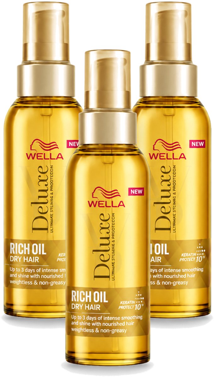 3 x Wella – Deluxe Oil Rich – Haarolie – 100 ml - Voordeelverpakking - 3 stuks