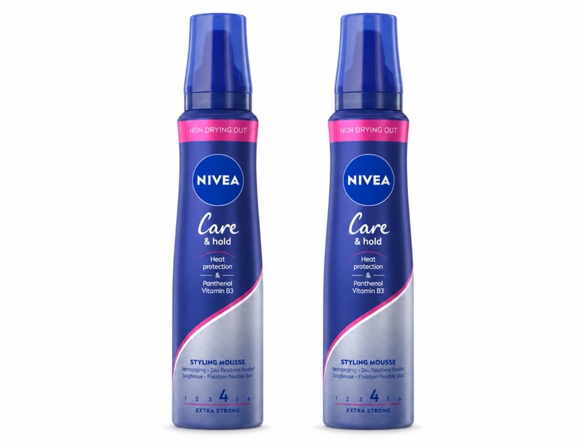 2 x NIVEA - Stylingschuim - Verzorging & Stevigheid - Hittebescherming - 150 ml - Voordeelverpakking - 2 stuks