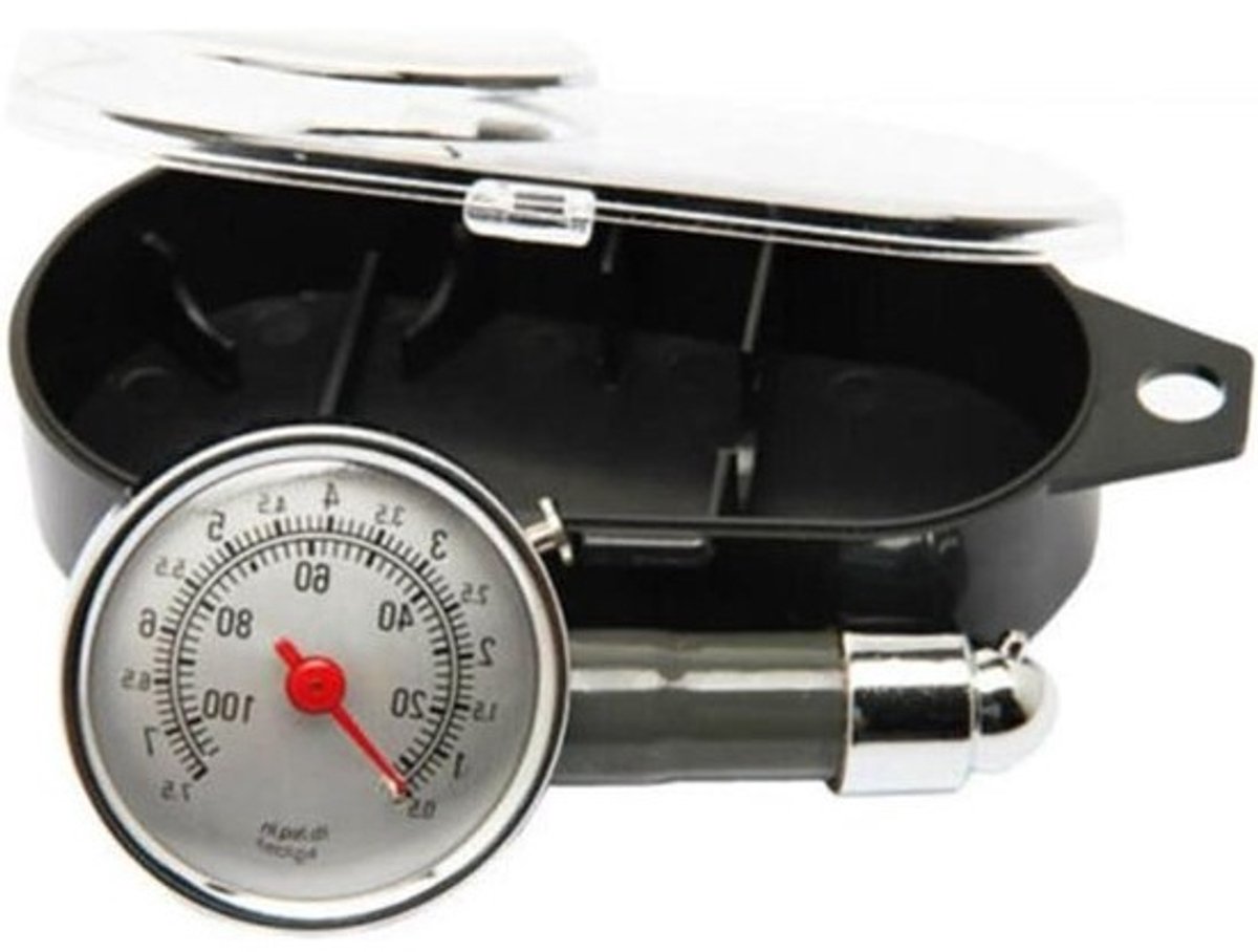 Bandenspanningsmeter - Bandenmeter - Bandenspanner - Voertuigonderhoud - 360 graden draaibare boorkop - 0-100 PSI - Zwart