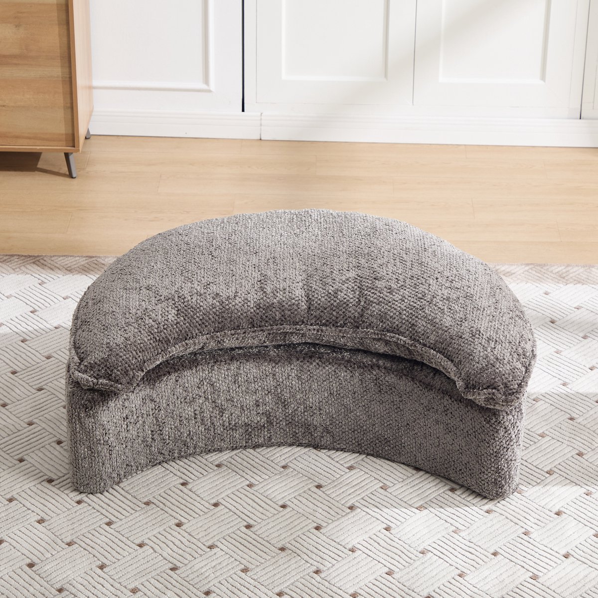 OKWISH Fauteuil 190,5 x 138 x 63 Cm - Handmatig Verstelbaar Met Voetenbank En Kussens - Voor Woonkamer En Lounge - Polyester - Grijs