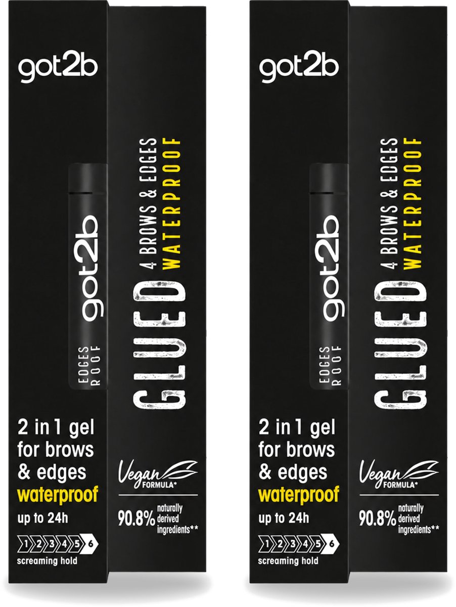 2 x Got2B - Wenkbrauwgel - 4 Brows & Edges Waterproof Transparant - 16 ml - Voordeelverpakking - 2 stuks