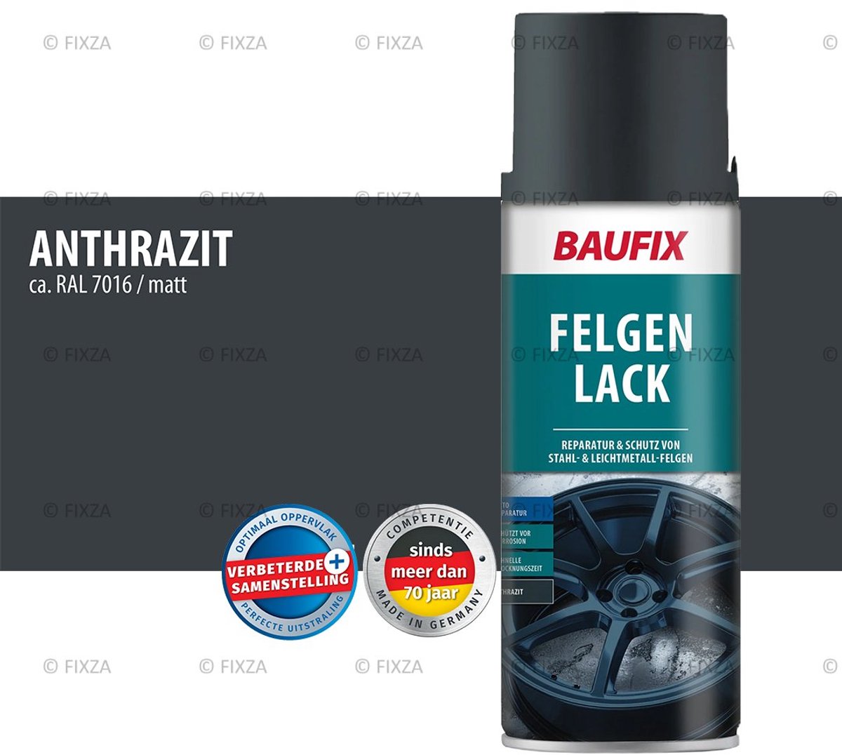 BAUFIX Velgenlak Mat Antracietgrijs 400 ml – Velgen Spuitbus Verf voor Auto Velgen – Velgen Opknappen & Herstellen – Voor Aluminium, Staal en Kunststof Wieldoppen