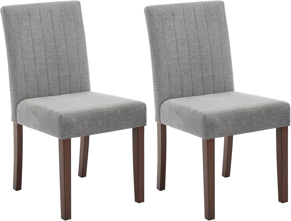 Eetkamerstoelen Set van 2 - Moderne Stoffen Stoelen Houten Poten Grijs