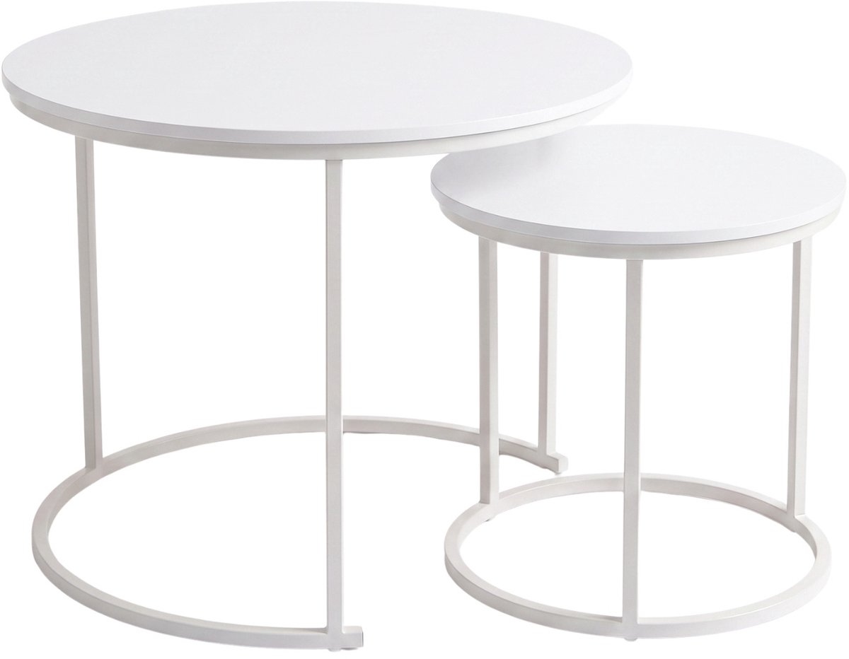 Set van 2 ronde salontafels, Diameter 60 cm x 50 cm