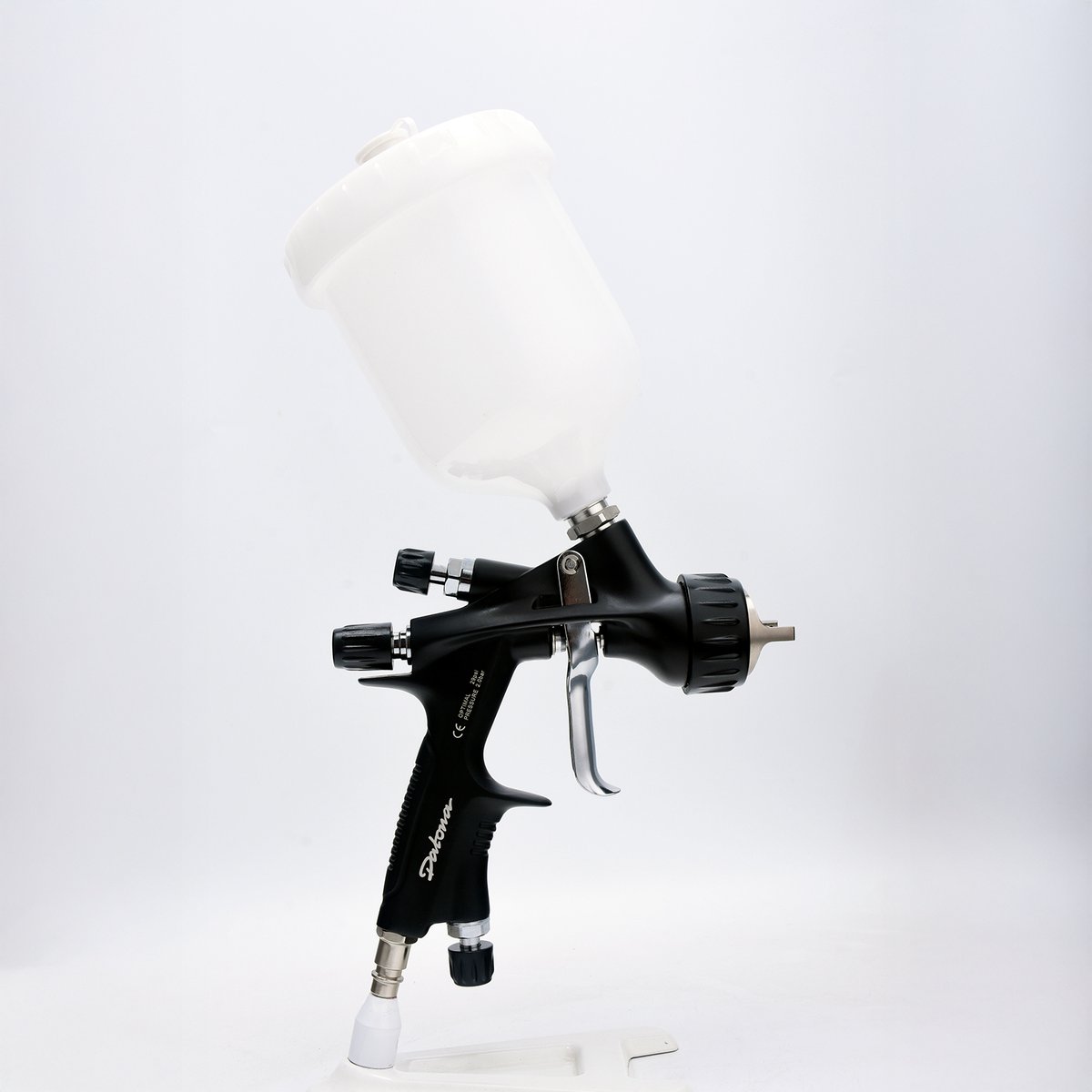 Datona® Professioneel verfspuitpistool HVLP met bovenbeker 600 ml voor verf, lak en vernis - Zwart